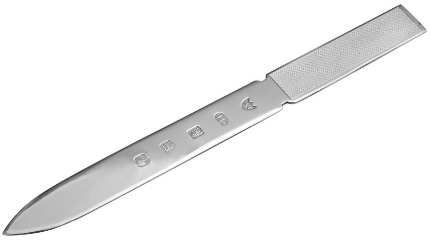 ENGINE TURNED LETTER OPENER EDWARDIAN STYLE, STERLING SILVER 925 HALLMARKED