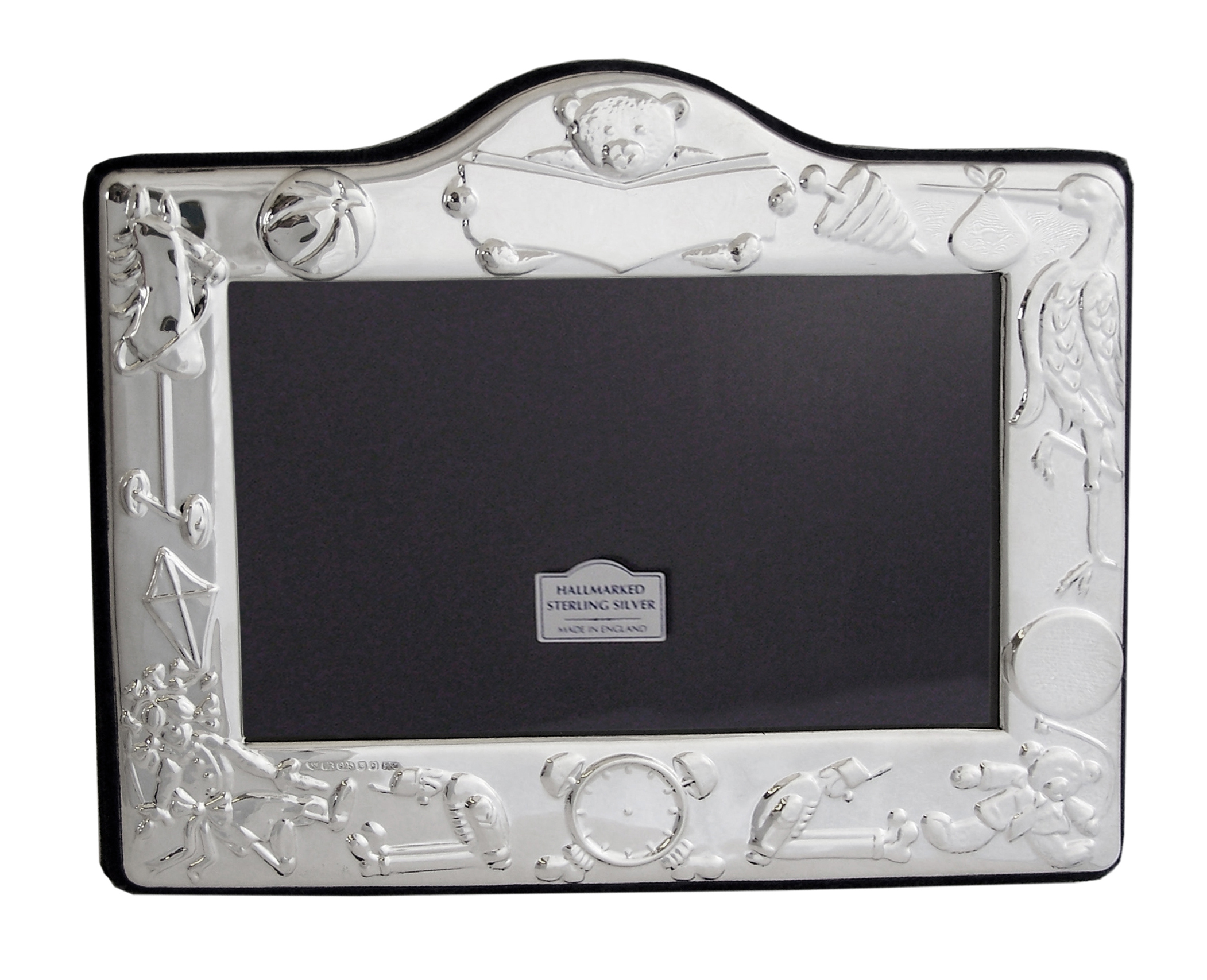 Baby Photo Frame with Teddy and Toys Design 13cm x 9cm Sterling Silver Ari D Norman